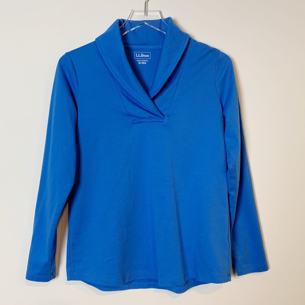 LL Bean Blue Pleated Tee sz M
